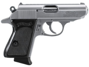 Walther Arms 4796001 PPK  380 ACP 6+1 3.30" Stainless Steel Barrel, Matte Stainless Serrated Zinc Alloy Slide, Stainless Aluminum Frame w/Beavertail, Black Polymer Grip, Manual Thumb Safety