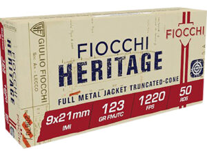 Fiocchi 9X21 Heritage  9x21mmIMI 123gr Full Metal Jacket Truncated Cone 50 Per Box/20 Case