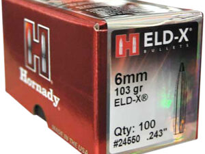 Hornady 24550 ELD-X  6mm .243 103 gr Extremely Low Drag eXpanding 100 Per Box/ 25 Case
