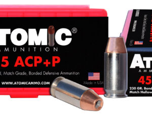 Atomic Ammunition 00433 Pistol Precision Craft 45ACP +P 230gr Bonded Match Hollow Point 50 Per Box/10 Case
