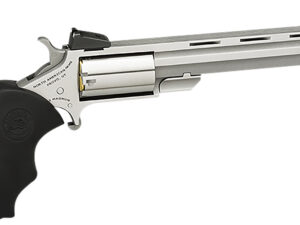 North American Arms MMTL Mini-Master *CA Compliant 22 LR 5rd 4" Vent Rib Barrel, Overall Stainless Steel Finish, Finger Grooved Black Rubber Grip, Adjustable Sights