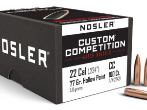 Nosler 22421 Custom Competition 22Cal 77gr Hollow Point Boat Tail 100/Box