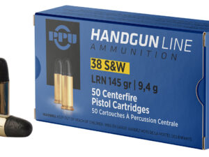 PPU PPH38SW Handgun  38S&W 145gr Lead Round Nose 50 Per Box/20 Case