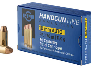 PPU PPH10F Handgun  10mmAuto 170gr Flat Point Jacketed 50 Per Box/10 Case