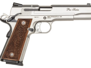 Smith & Wesson 178017 1911 Performance Center Pro  Full Size Frame 9mm Luger 10+1, 5" Stainless Steel Barrel, Matte Silver Serrated Stainless Steel Slide & Frame w/Beavertail, Wood Grip