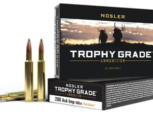 Nosler 60044 Trophy Grade  280Ackley Improved 160gr Nosler Spitzer Partition 20 Per Box/10 Case
