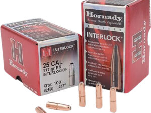 Hornady 2550 InterLock  25 Cal .257 117 gr Round Nose 100 Per Box/ 25 Case