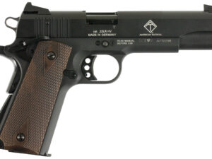 GSG GSG2210M1911 1911  22 LR 10+1 5" Threaded Barrel, Black Anodized Serrated Slide & Zinc Alloy w/Beavertail Frame, Double Diamond Walnut Grip