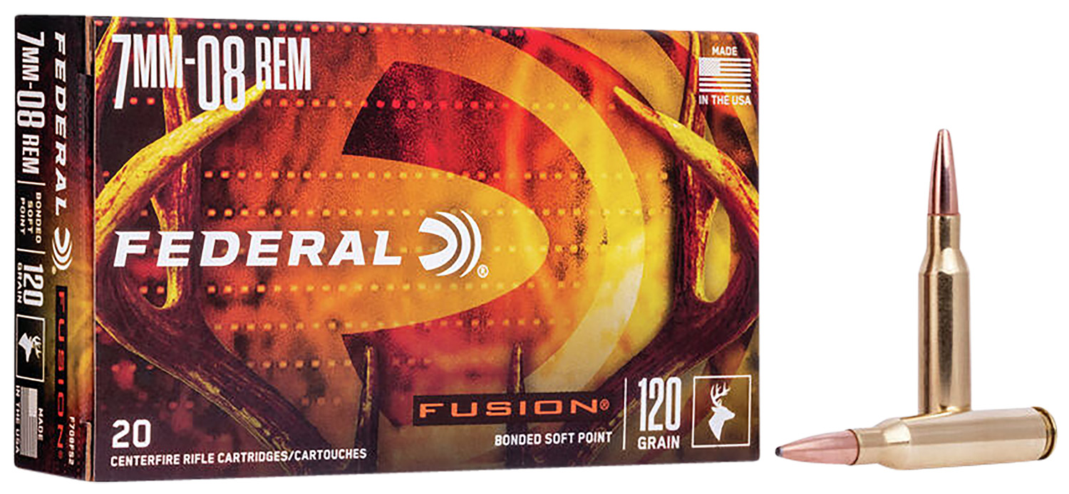 Federal F708FS2 Fusion 7mm-08Rem 120gr Bonded Soft Point 20 Per Box/10 Case
