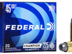 Federal C45LCA Champion Training 45Colt 225gr Semi Wadcutter Hollow Point 20 Per Box/25 Case