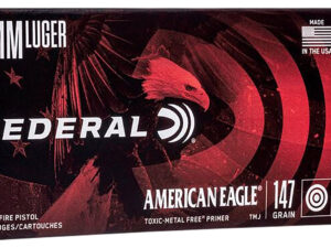Federal AE9N2 American Eagle Indoor Range Training 9mmLuger 147gr Total Metal Jacket 50 Per Box/20 Case