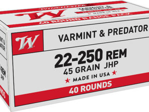 Winchester Ammo USA222502 USA  22-250Rem 45gr Jacketed Hollow Point 40 Per Box/10 Case