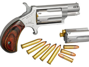North American Arms 22MSCP Mini-Revolver Combo 22 LR or 22 WMR 5 rd 1.13" Ported Barrel, Overall Stainless Steel Finish, Rosewood Birdshead Grip Includes Cylinder