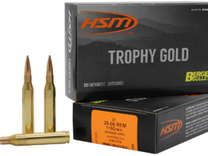 HSM 2506115VLD Trophy Gold Extended Range 25-06 Rem 115 gr Berger Hunting VLD Match 20 Per Box/ 20 Case