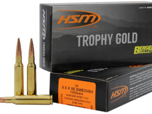 HSM 65X55130VLD Trophy Gold Extended Range 6.5x55 Swedish 130 gr Berger Hunting VLD Match 20 Per Box/ 25 Case
