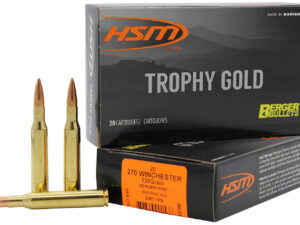 HSM 270130VLD Trophy Gold Extended Range 270 Win 130 gr Berger Hunting VLD Match 20 Per Box/ 20 Case