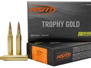 HSM 7MAG168VLD Trophy Gold Extended Range 7mm Rem Mag 168 gr Berger Hunting VLD Match 20 Per Box/ 20 Case