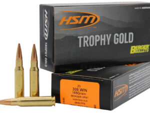 HSM 308185VLD Trophy Gold Extended Range 308 Win 185 gr Berger Hunting VLD Match 20 Per Box/ 25 Case