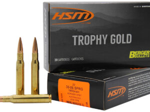 HSM 3006185VLD Trophy Gold Extended Range 30-06 Springfield 185 gr Berger Hunting VLD Match 20 Per Box/ 20 Case