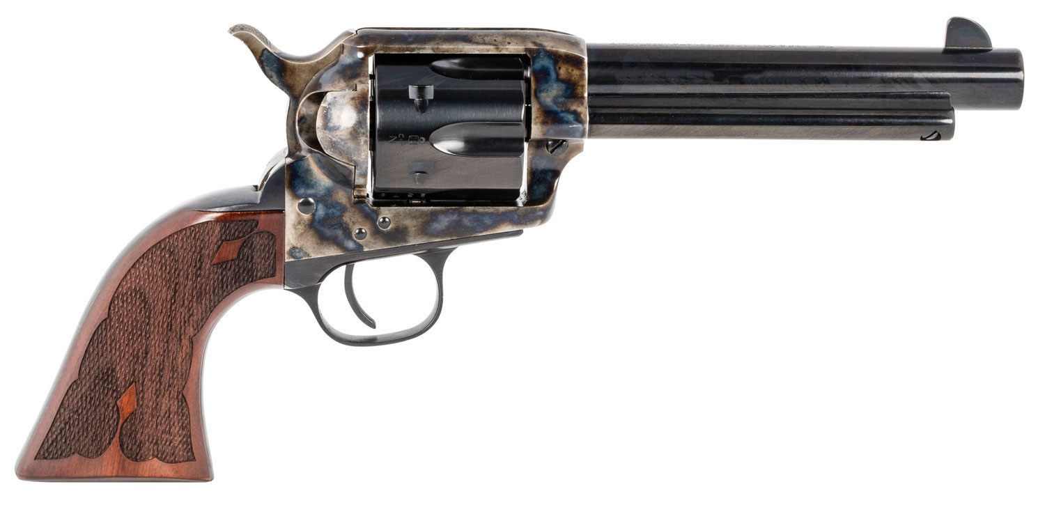 Taylors & Company 555130 Gambler 45 Colt (LC) Caliber with 5.50" Blued Finish Barrel, 6rd Capacity Blued Finish Cylinder, Color Case Hardened Finish Steel Frame & Checkered Walnut Grip