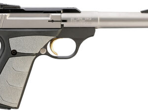 Browning 051483490 Buck Mark Camper *CA Compliant 22 LR 10+1 5.50" Tapered Bull Barrel, Matte Stainless Serrated SS Slide, Matte Black Aluminum Frame & Gray Overmolded Grips