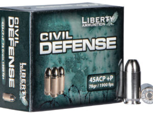Liberty Ammunition LACD45013 Civil Defense  45ACP+P 78gr Lead Free Fragmenting Hollow Point 20 Per Box/50 Case