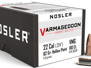 Nosler 35631 Varmageddon  22Cal 62gr Flat Base Hollow Point 100/Box