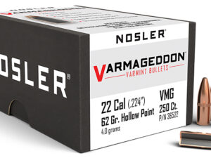 Nosler 36522 Varmageddon  22Cal 62gr Flat Base Hollow Point 250/Box