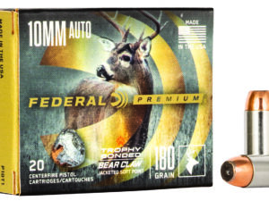 Federal P10T1 Premium  10mmAuto 180gr Trophy Bonded Bear Claw Jacketed Soft Point 20 Per Box/10 Case