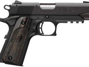 Browning 051817490 1911-22 Black Label Compact Frame 22 LR 10+1, 3.63" Stainless Steel Barrel, Matte Black Serrated Slide & Polymer Frame w/Beavertail & Picatinny Rail, Black Laminate Stippled Grip