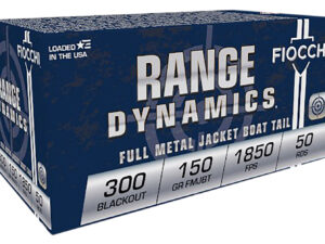 Fiocchi 300BLKC Range Dynamics  300Blackout 150gr Full Metal Jacket Boat Tail 50 Per Box/10 Case