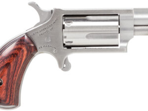 North American Arms 22MSP Mini-Revolver  22 WMR 5 Shot 1.13" Stainless Steel Ported Barrel, Frame & Cylinder, Rosewood Birdshead Grip, Exposed Hammer