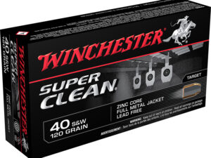 Winchester Ammo W40SWLF Super Clean  40S&W 120gr Lead Free Full Metal Jacket 50 Per Box/10 Case