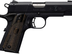 Browning 051815490 1911-22 Black Label Compact 22 LR 10+1 3.63" Stainless Steel Barrel, Matte Black Serrated Slide & Polymer Frame w/Beavertail, Black Laminate Stippled Grip