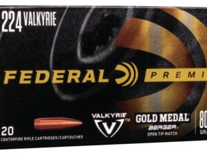 Federal Gold Medal Berger Rifle Ammunition .224 Valkyrie 80.5 gr OTM 2925 fps 20/ct