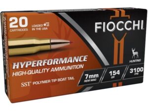 Fiocchi Hyperformance Hunt Rifle Ammunition 7mm Rem Mag 154 gr SST 3100 fps 20/ct