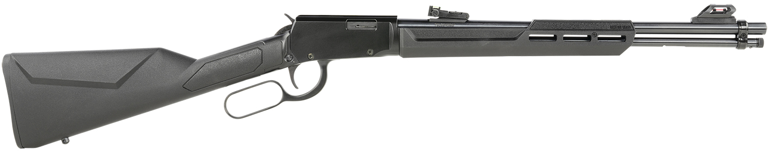Rossi RL22181SY Rio Bravo Lever Action 22 LR Caliber with 15+1 Capacity, 18" Round Barrel, Polished Black Metal Finish & Black Synthetic Stock Right Hand (Full Size)