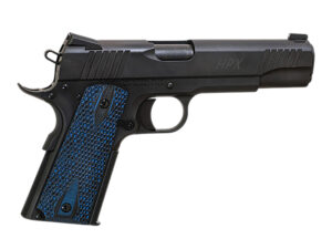 Standard Mfg  1911 HPX Full Size Frame 45 ACP 7+1 5" Black Match Grade Barrel, Satin Steel Serrated Slide, Black Satin Steel Frame w/Beavertail, Black/Blue Honeycomb Grip