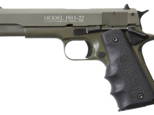 Chiappa Firearms 401121 1911-22  22 LR 10+1 5" OD Green Serrated Steel Slide & Beavertail Frame, Black Hogue Rubber w/Finger Grooves Grip