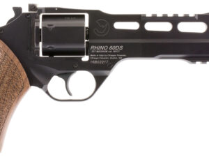 Chiappa Firearms 340221 Rhino 60DS  Small Frame 357 Mag 6 Shot, 6" Black Anodized Steel Vent Rib Barrel, Blued Steel Cylinder, Black Anodized Aluminum Frame, Walnut Grip, Concealed Hammer