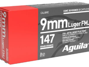 Aguila 1E097719 Target & Range Handgun 9mm Luger 147gr Full Metal Jacket Flat Point 50 Per Box/20 Case
