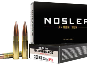 Nosler 51275 Match Grade  300Blackout 220gr Custom Competition Hollow Point Boat Tail 20 Per Box/20 Case