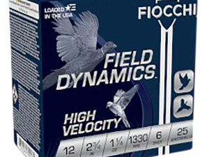 Fiocchi 12HV6 Field Dynamics High Velocity 12Gauge 2.75" 1 1/4oz 6Shot 25 Per Box/10 Case