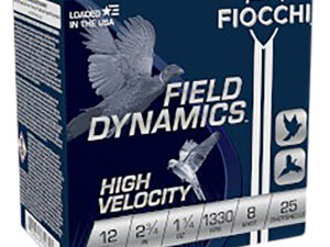 Fiocchi 12HV8 Field Dynamics High Velocity 12Gauge 2.75" 1 1/4oz 8Shot 25 Per Box/10 Case