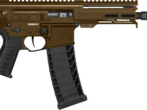 CMMG 94A6867MB Dissent MK4 9mm Luger 33+1 6.50", Midnight Bronze Rec, Picatinny Brace Adapter, 5.50" M-LOK Handguard, Left Side Charging Handle, Zeroed Linear Comp, Zeroed Drop-In Single Stage Trigger