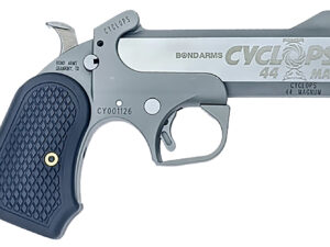 Bond Arms BACY Cyclops Big Bore 44 Mag 1rd, 4.25" Matte Stainless Steel w/Engraved Barrel, Matte Stainless Steel Frame, Black Extended B6 Resin Grip