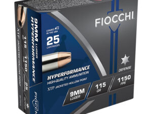 Fiocchi 9XTP25 Hyperformance  9mmLuger 115gr Hornady XTP Hollow Point 25 Per Box/20 Case