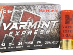 Hornady 86243 Varmint Express  12 Gauge 2.75" 4 Buck Shot 10 Per Box/ 10 Case