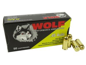 Wolf (Turkish) Performance Handgun Ammunition 45 ACP 230gr FMJ 850 fps 50/ct