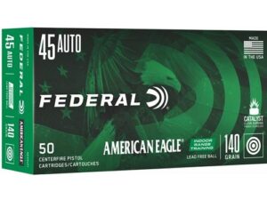 Federal American Eagle IRT Lead Free Handgun Ammunition .45 ACP 140gr FMJ 50/ct